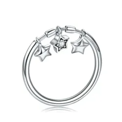 Anillos De Dedo De Estrella Colgante 100% Plata Esterlina 925