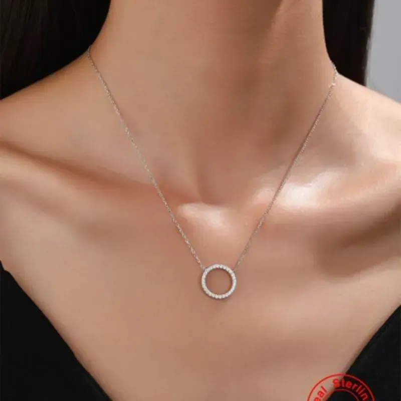 Collar Colgante Redondo de plata de ley 925
