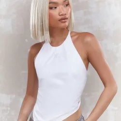 MISSGUIDED Top asimétrico con cuello halter y sin espalda