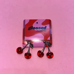 Aretes de cherry colgantes plateados