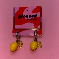 Aretes de limones colgantes plateados
