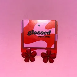 Aretes flores rojas