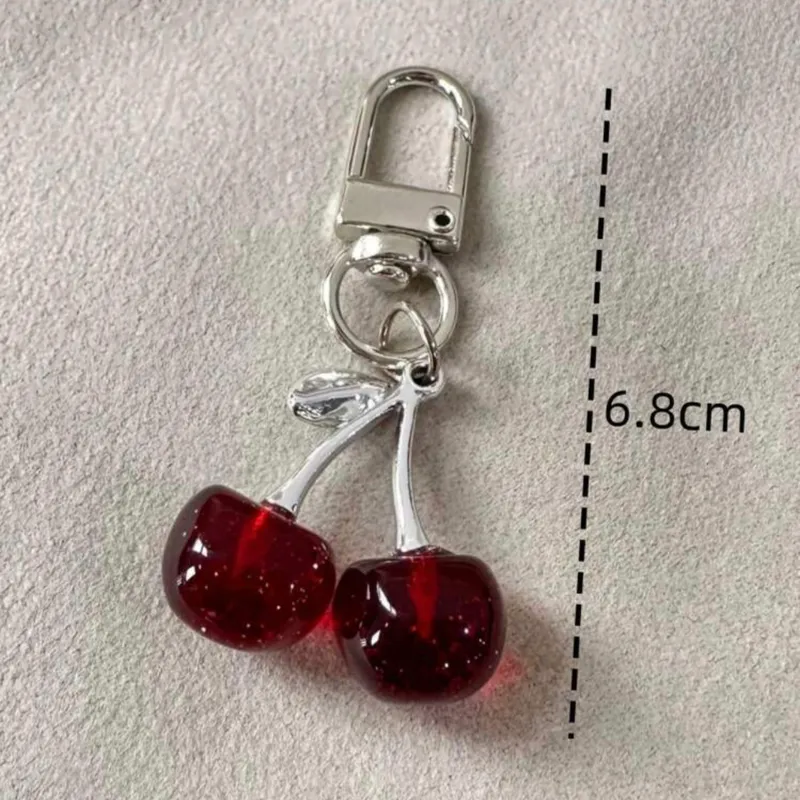 Llavero de Cherry rojo & plateado pequeño 