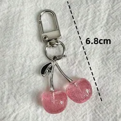 Llavero de Cherry rosa & plateado pequeño 
