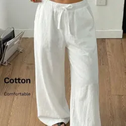 Pantalones de tela anchos