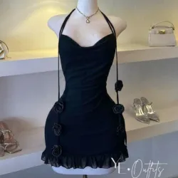 Vestido Corto Rosas
