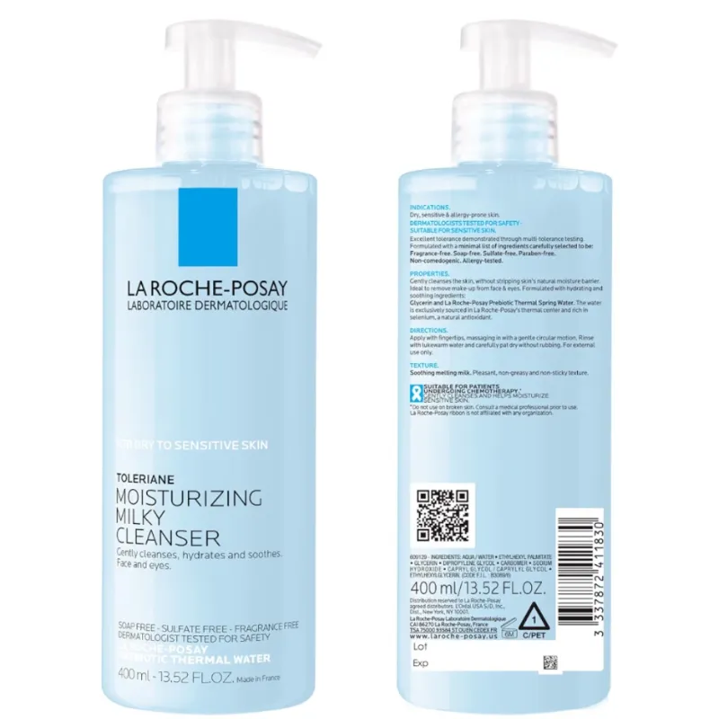 La Roche-Posay Toleriane Limpiador Lechoso Hidratante con Glicerina, 13.5oz