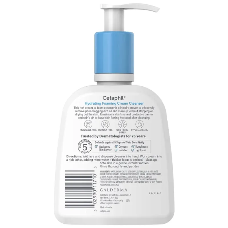 Limpiador en espuma piel seca Cetaphil 8 oz