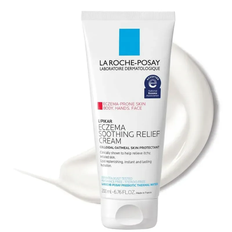 Loción facial y corporal para el eccema, piel sensible y piel seca,  hidratante con avena coloidal para eliminar la irritación, La Roche Posay 