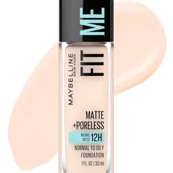Maybelline Fit Me Mate + Sin Poros Base Líquida Sin Aceite, Tono 102