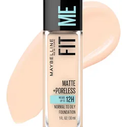 Maybelline Fit Me Mate + Sin Poros Base Líquida Sin Aceite, Tono 105