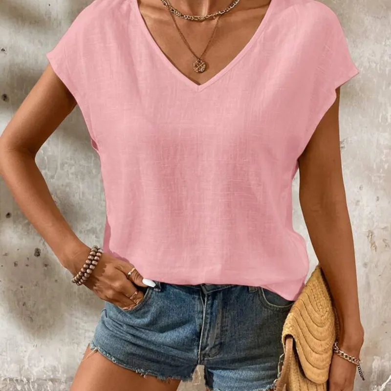 Blusa de hilo rosa claro