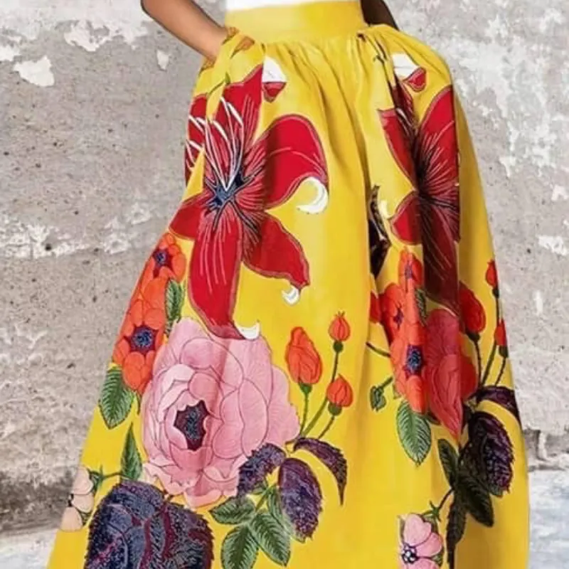 Saya amarilla estampada 