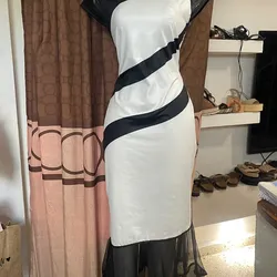 Vestido Elastizado blanco y negro 