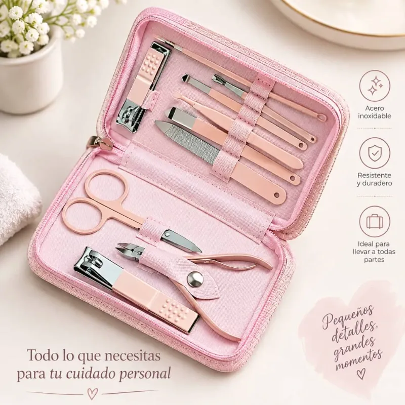 Estuche de manicura y cuidado personal.