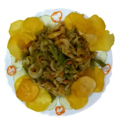 Fajitas de cerdo con vegetales grillé 