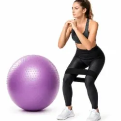 Balón De Yoga Inflable Con Superficie Antideslizante + Banda Elástica Cerrada De Resistencia