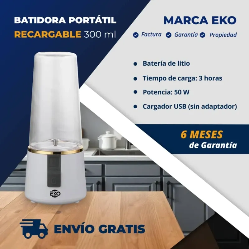 Batidora Portátil Recargable 300 ml