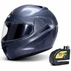 Casco Integral De Fibra De Carbono + Candado Con Alarma