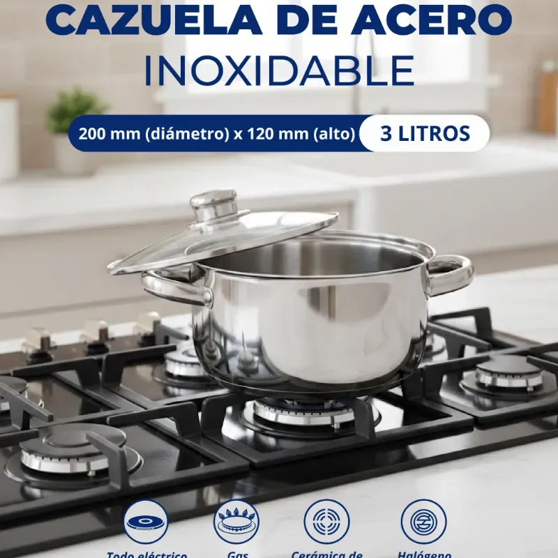 Cazuela de acero inoxidable de 3L