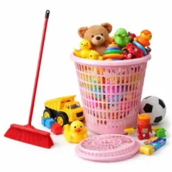 Cesto Plástico Multiuso Con Tapa + Escoba