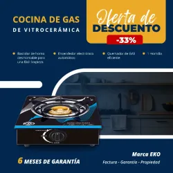 Cocina de Gas de 1 hornilla de vitrocerámica