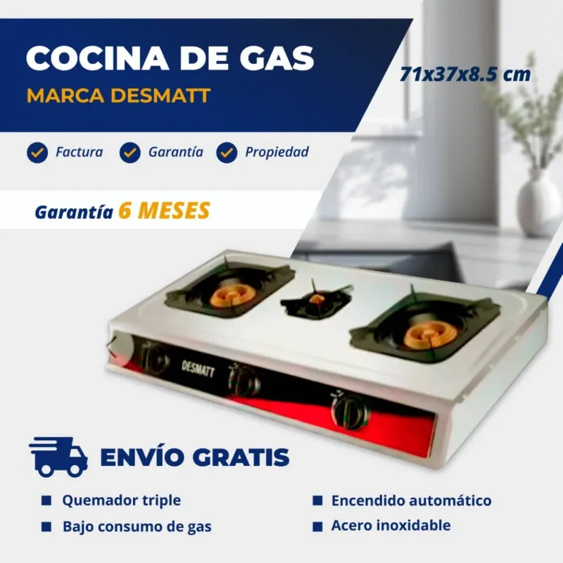 Cocina de gas de 3 quemadores