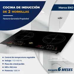 Cocina de inducción de 2 hornillas de 1800W