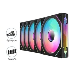 Combo De 5 Fanes Rgb Color Negro (Sin Controlador RGB)