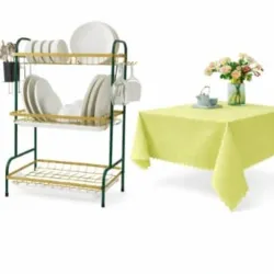 Escurridor De Platos + Mantel Verde