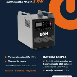 Estación de Carga 1KW  1280 Wh  1000 W  expandible hasta 5 KW