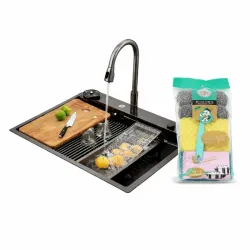 Fregadero De Cocina Inteligente Q7 FY-6845-SS + Set Combinado De Limpieza Para Cocina Y Hogar
