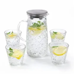 Juego De Jarra De Vidrio Con 4 Vasos