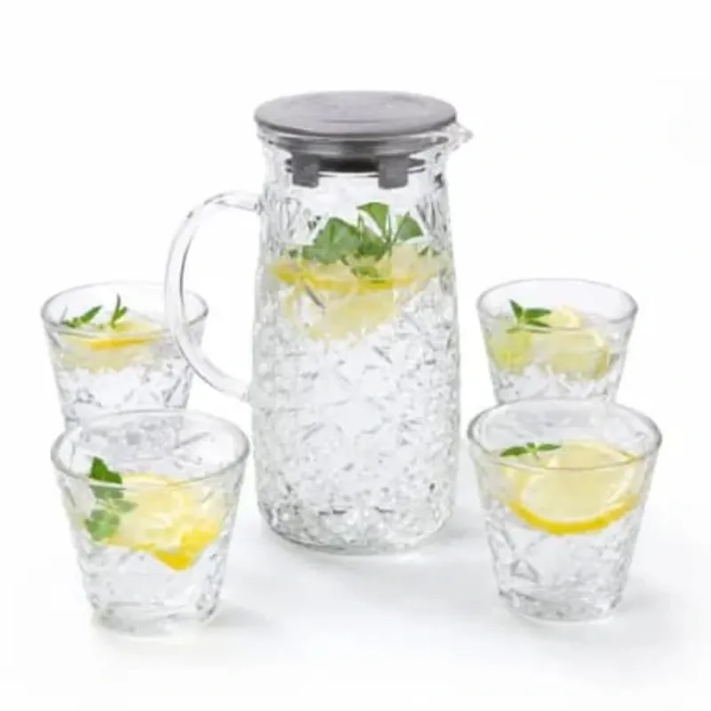 Juego De Jarra De Vidrio Con 4 Vasos