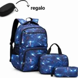 Juego De Mochila Con Lonchera Y Cartuchera + Estuche Protector Portátil Rígido