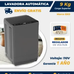 Lavadora Automática de 9kg Eko, con protector de voltaje incluido 