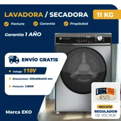 Lavadora/Secadora a Vapor de 11 Kg Eko, incluye protector de voltaje