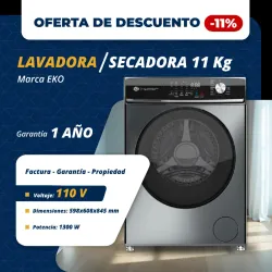 Lavadora/Secadora a Vapor de 11 Kg Eko, incluye protector de voltaje
