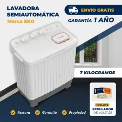 Lavadora Semiautomática 7kg Eko, con protector de voltaje 