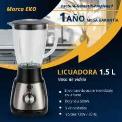 Licuadora 1.5 L Vaso de vidrio