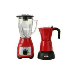 Licuadora Vaso Vidrio 550W ROJA + Cafetera Roja