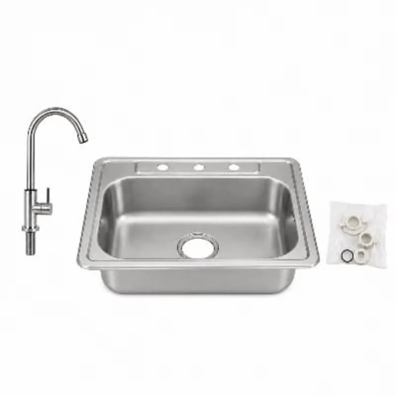 Llave Cuello De Ganso Tiro Rápido + Fregadero De Acero Inoxidable