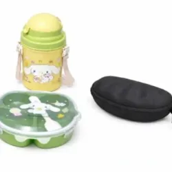 Lonchera Infantil Con Compartimentos + Botella Con Sorbete + Estuche Protector Portátil Rígido