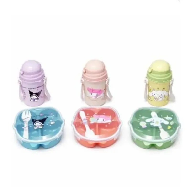 Lonchera Infantil Con Compartimentos + Botella Con Sorbete