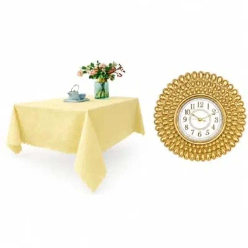 Mantel Amarillo Claro + Reloj Decorativo De Pared