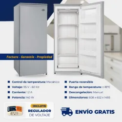 Nevera de vertical Eko de 8.5 pies Gris, con protector de voltaje 