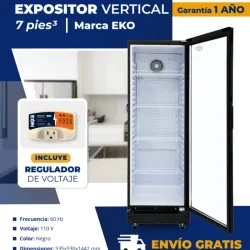 Nevera exhibidora de 7 pies, con protector de voltaje