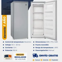 Nevera vertical Eko de 10.1 pies Gris, con protector de voltaje