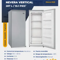 Nevera vertical Eko de 10.1 pies Gris