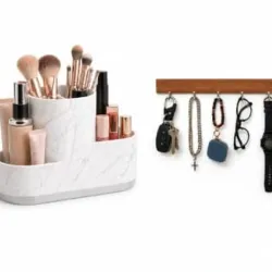 Organizador De Articulos De Tocador + Colgador De Pared Con Ganchos